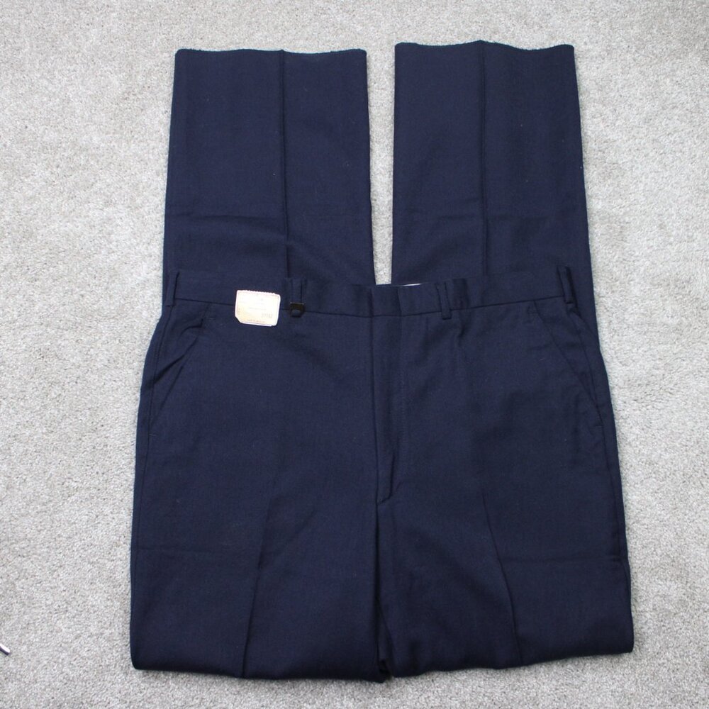 VTG Sergio Valente Pants NWT Mens‎ 38 Navy Blue 100% Wool Unhemmed Flat Front